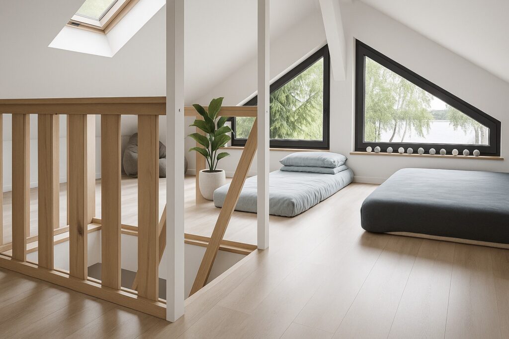 Wnętrze domu szkieletowego z drewnianą ścianą — domy szkieletowe Głogów